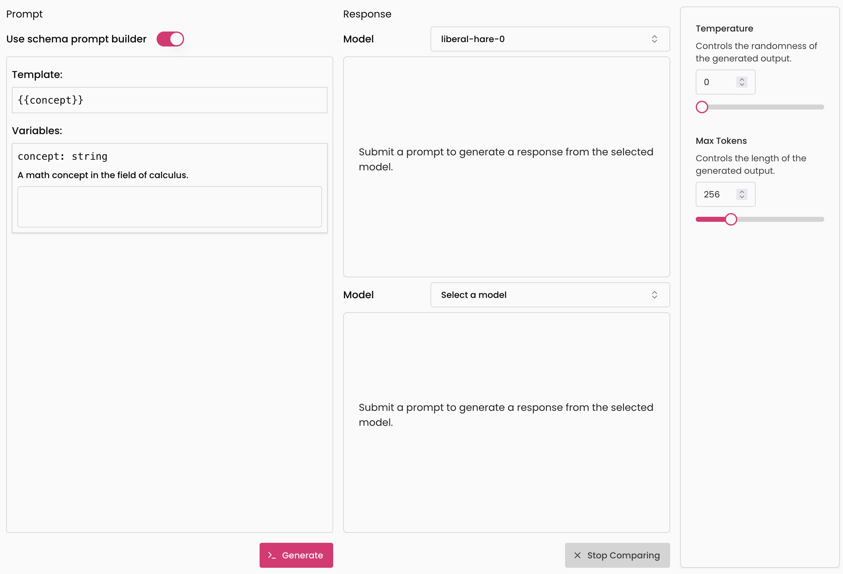 Here is what the playground looks like with schema input mode