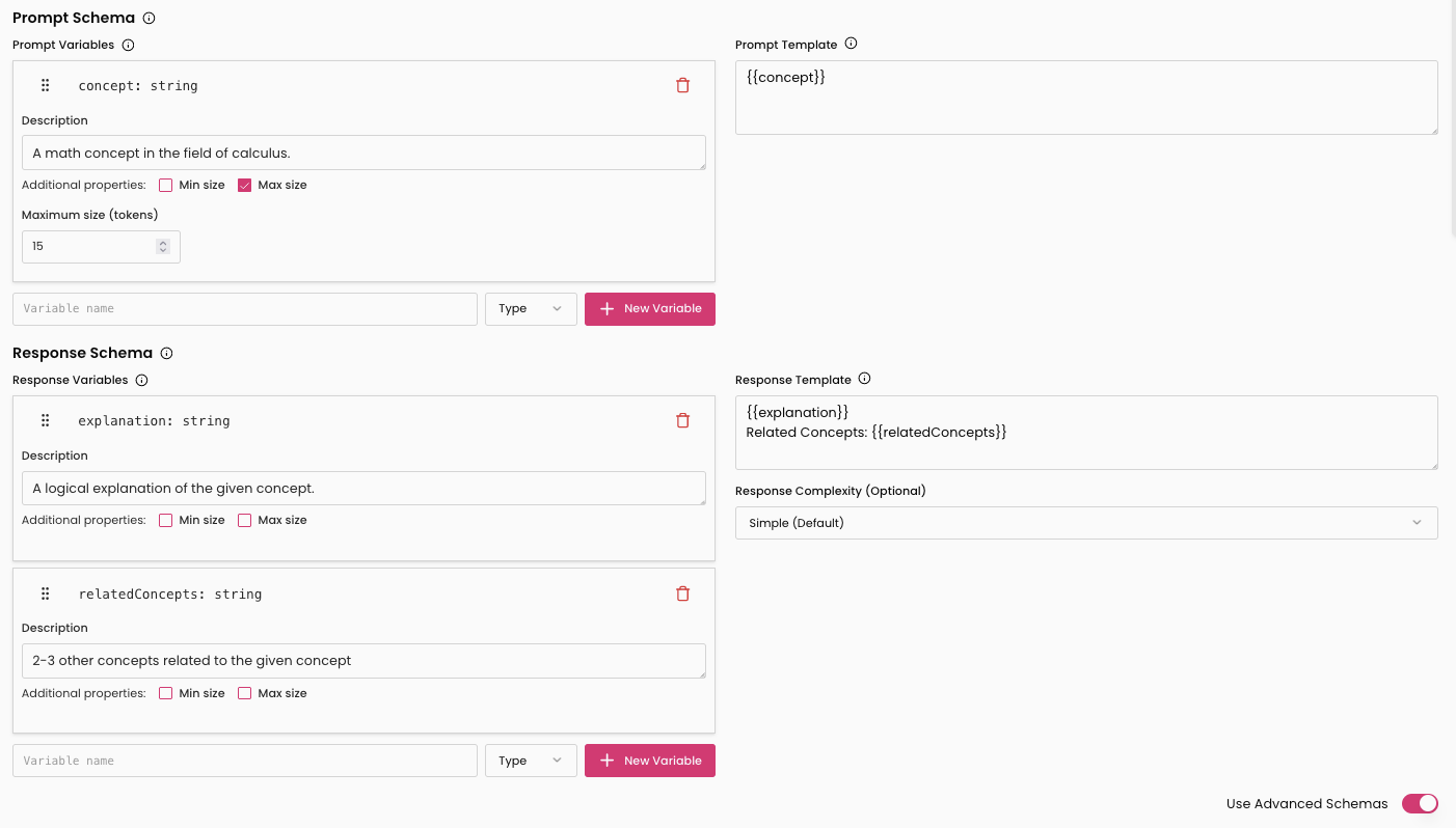 Advanced Schema editing with variables